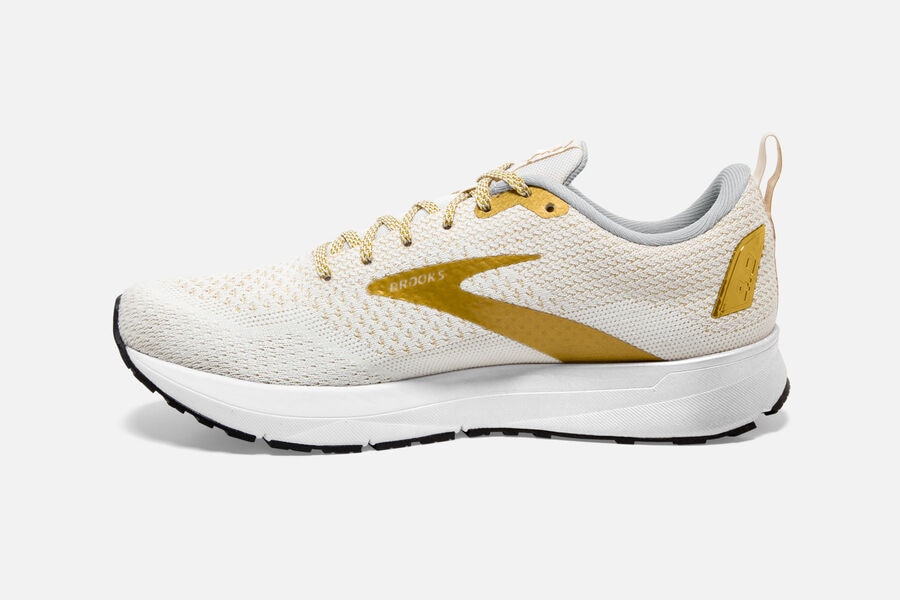 Brooks Running Shoes Womens White/Gold - Revel 4 Road - 2190-IXYFZ